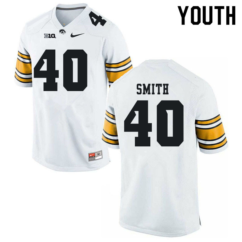 Youth #40 Josef Smith Iowa Hawkeyes College Football Jerseys Sale-White - Click Image to Close